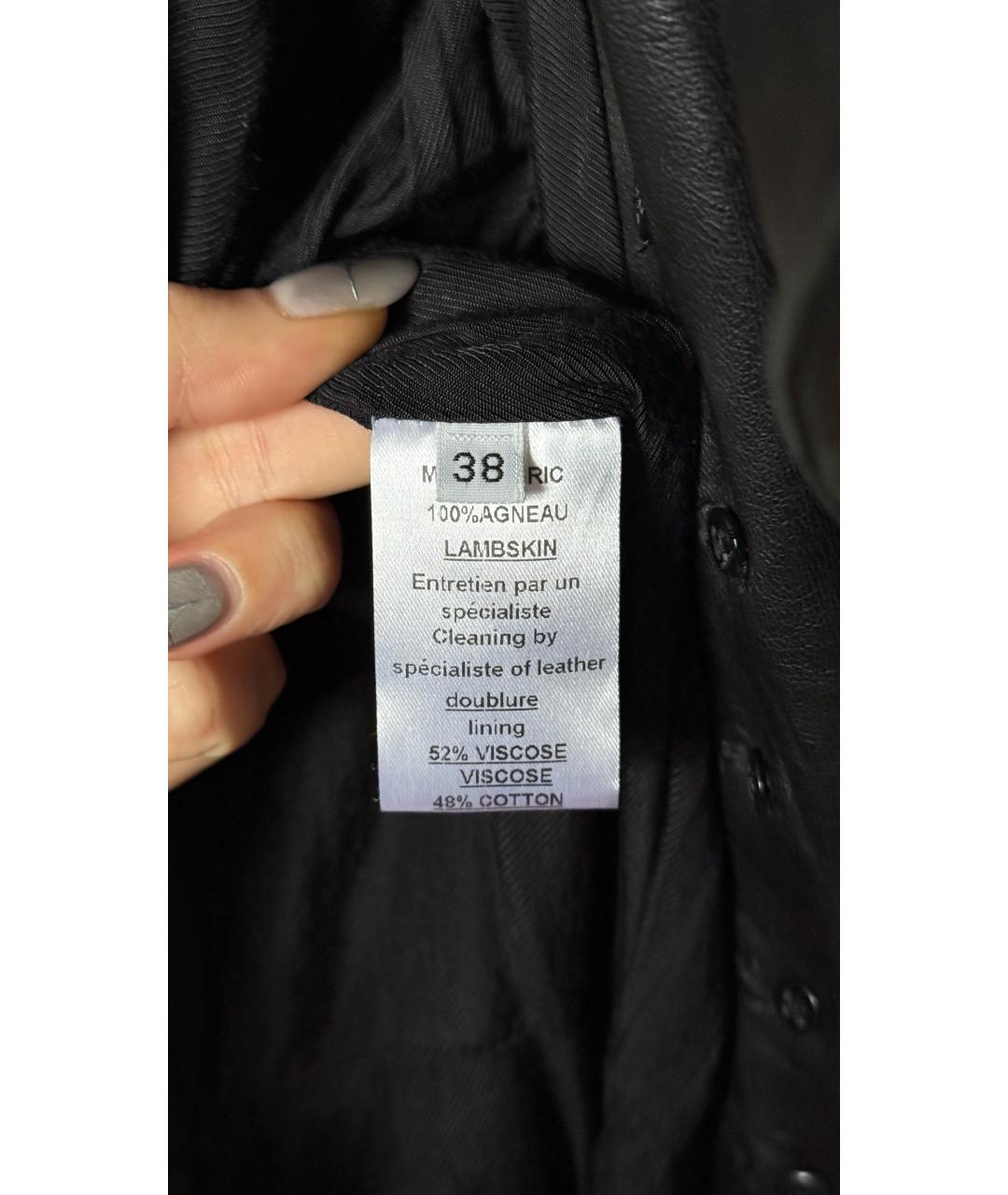BALMAIN Черное кожаное пальто, фото 4