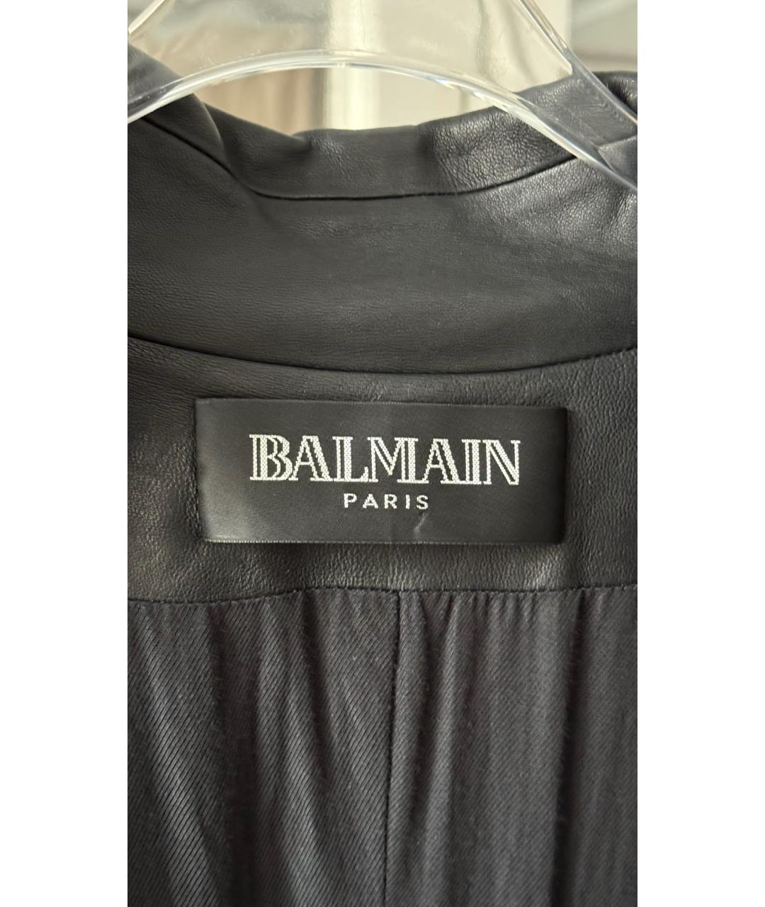BALMAIN Черное кожаное пальто, фото 3