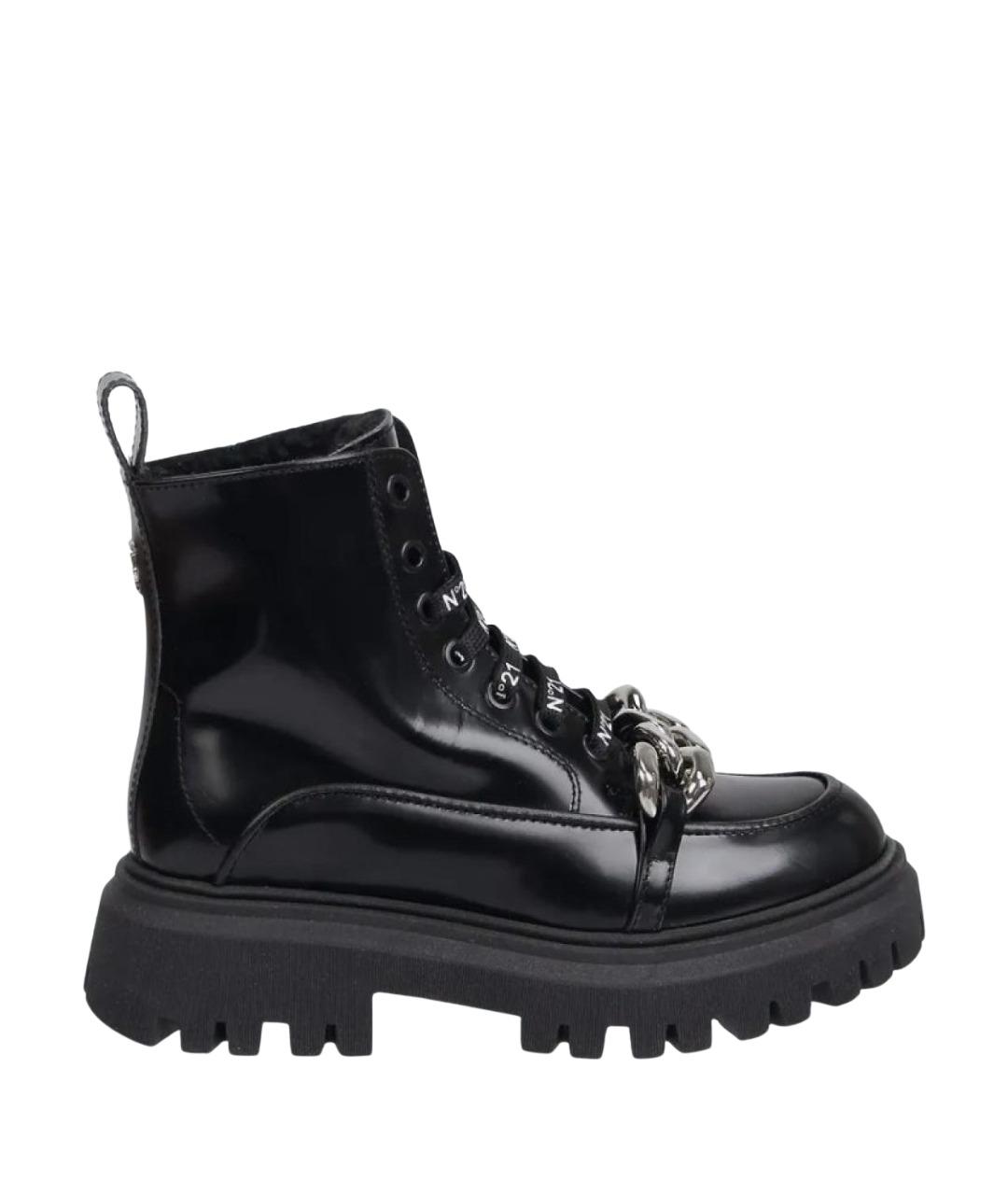 NO. 21 Черные ботинки из лакированной кожи, фото 1