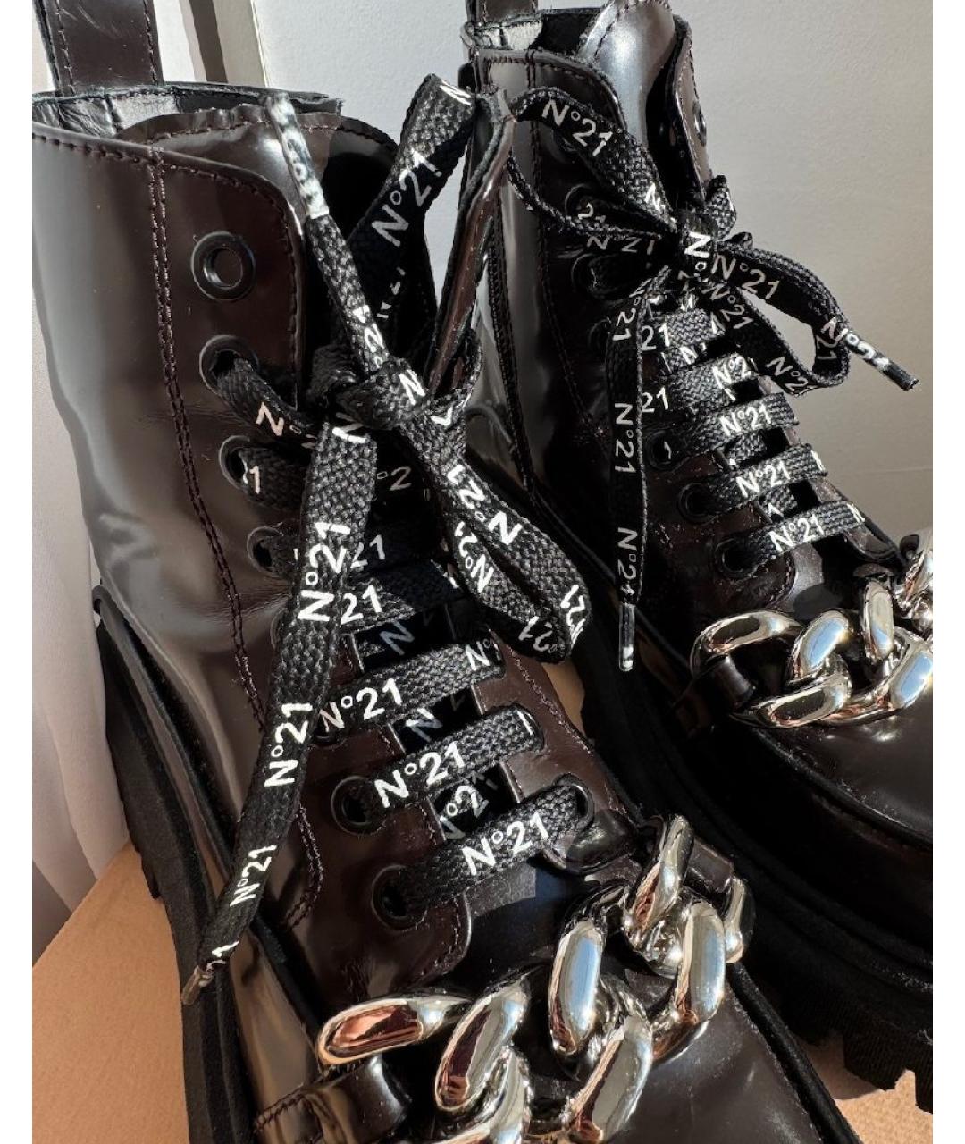 NO. 21 Черные ботинки из лакированной кожи, фото 8