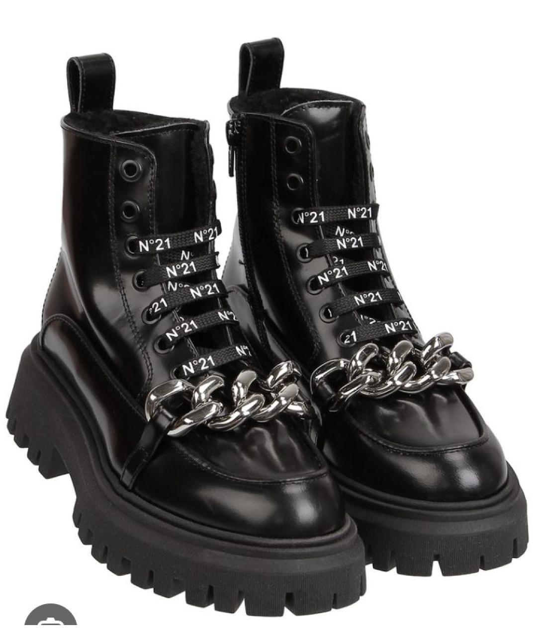 NO. 21 Черные ботинки из лакированной кожи, фото 3