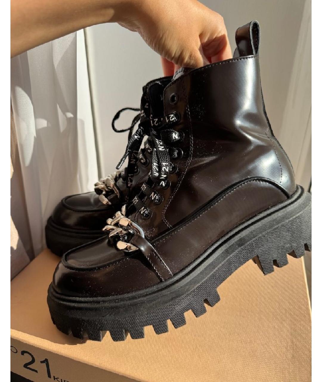 NO. 21 Черные ботинки из лакированной кожи, фото 7