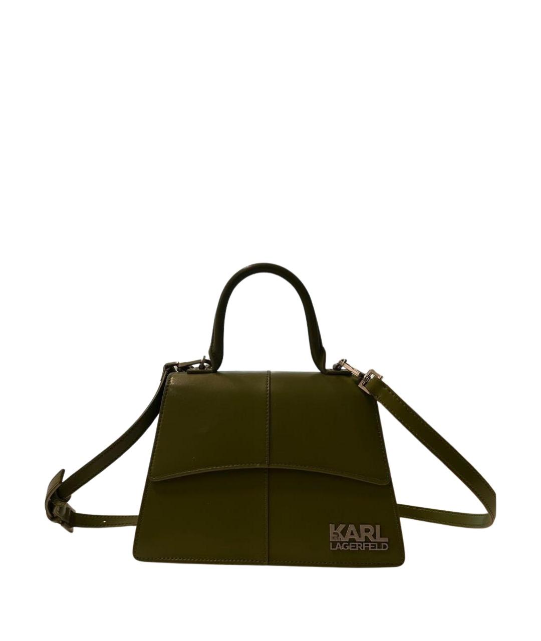 KARL LAGERFELD Зеленая кожаная сумка с короткими ручками, фото 1