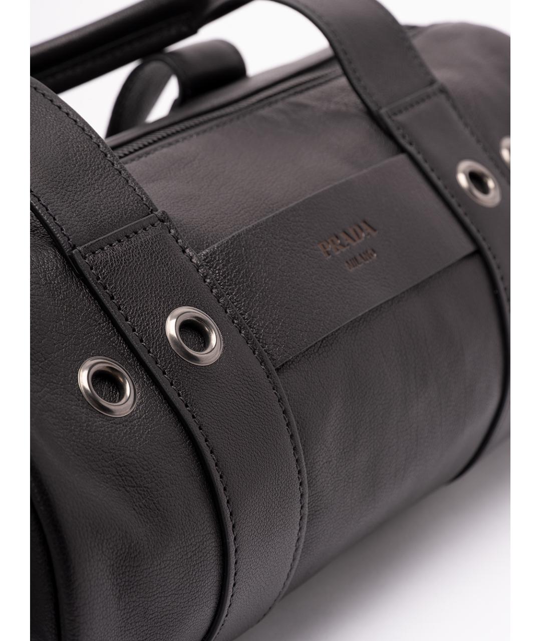 PRADA Черная кожаная сумка тоут, фото 5