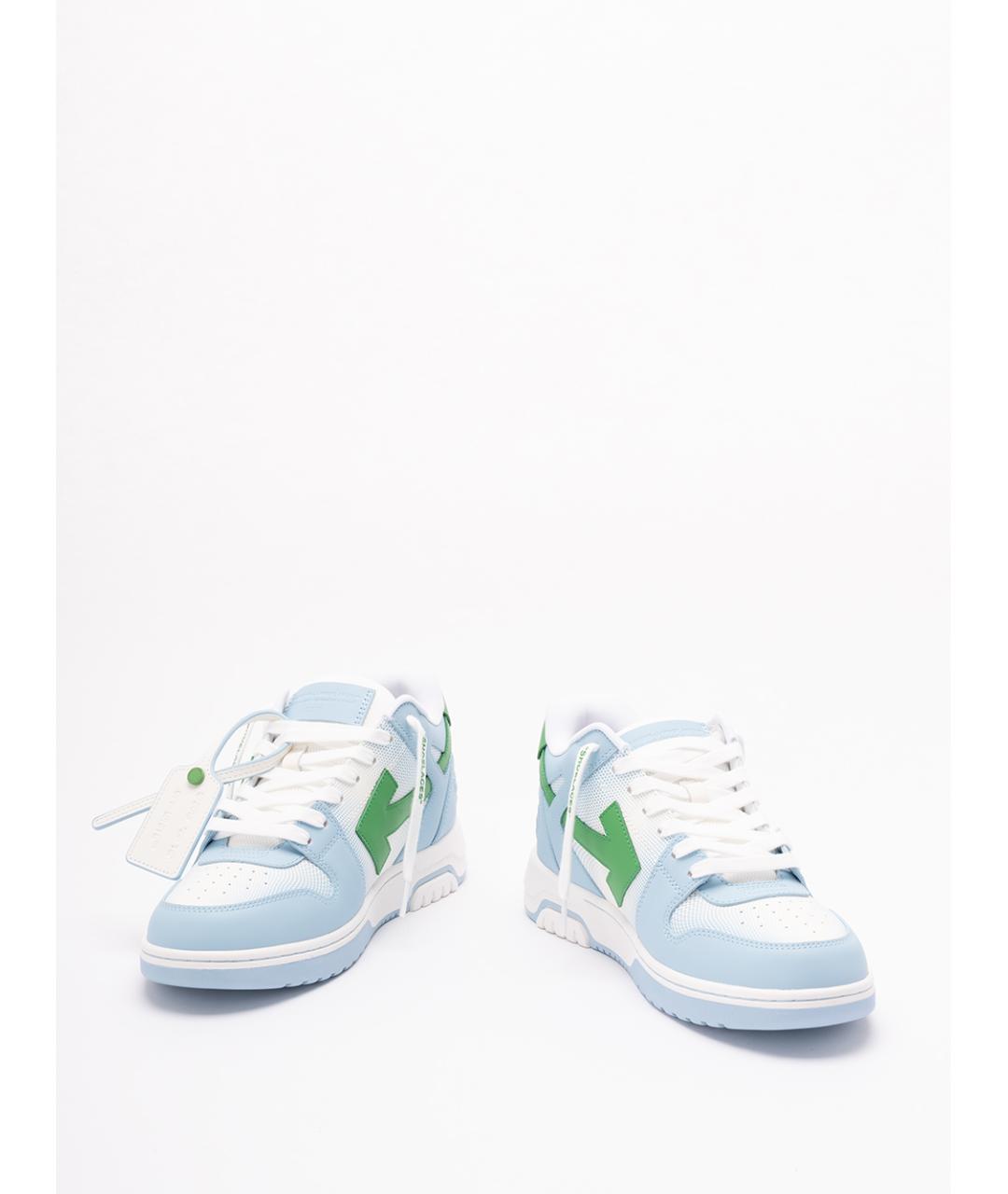 OFF-WHITE Голубые кожаные низкие кроссовки / кеды, фото 2