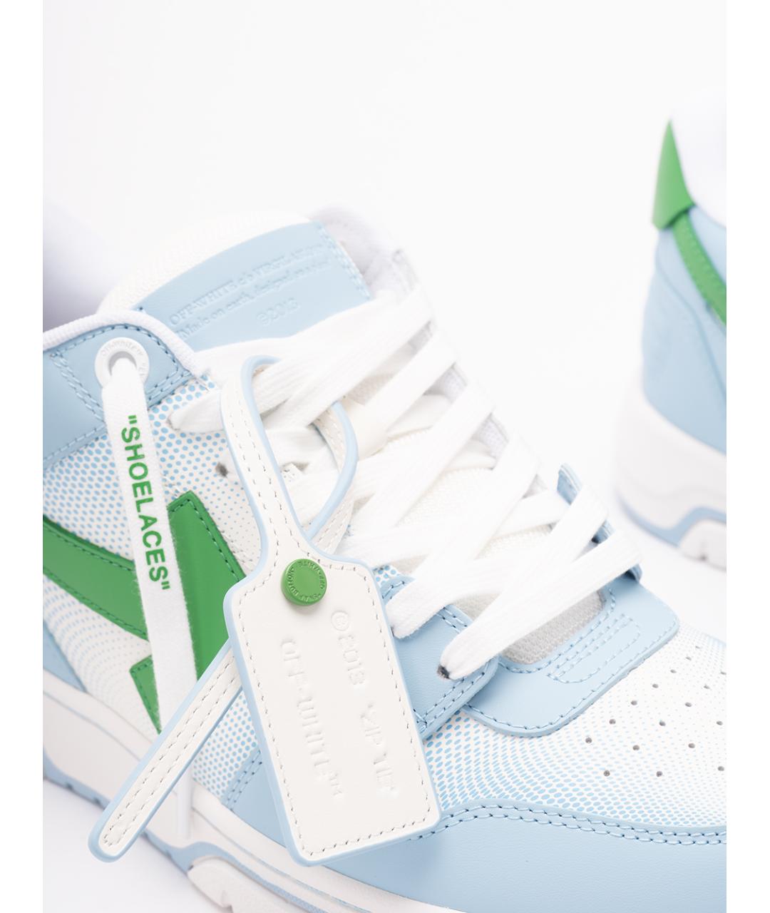 OFF-WHITE Голубые кожаные низкие кроссовки / кеды, фото 4