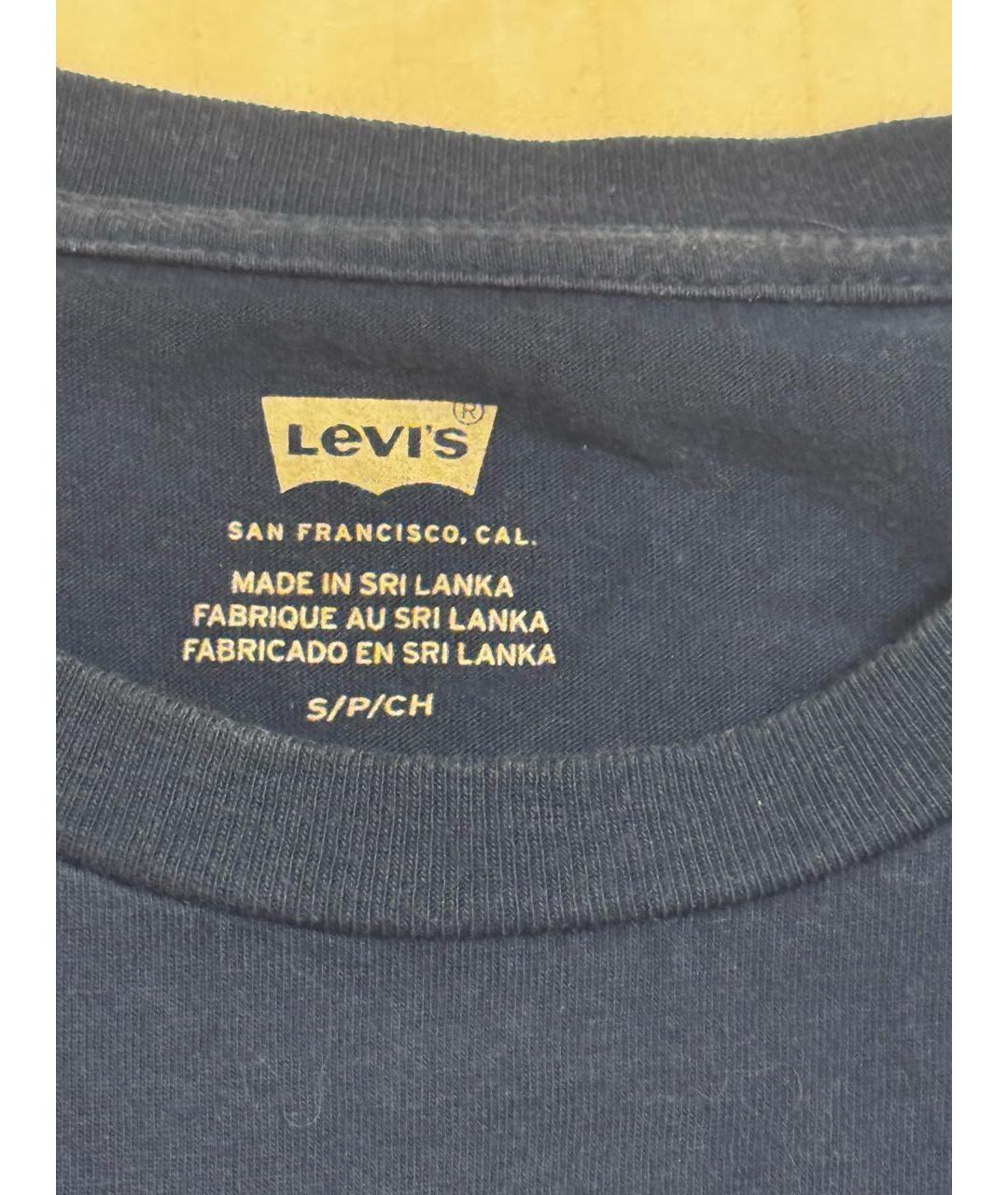 LEVI'S Синяя хлопко-эластановая футболка, фото 2