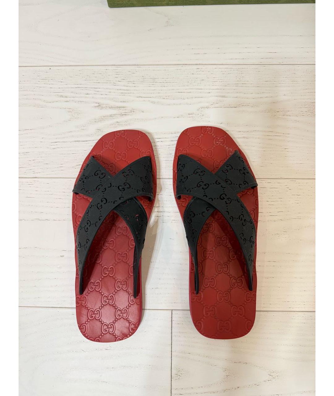 GUCCI Черные резиновые шлепанцы, фото 3