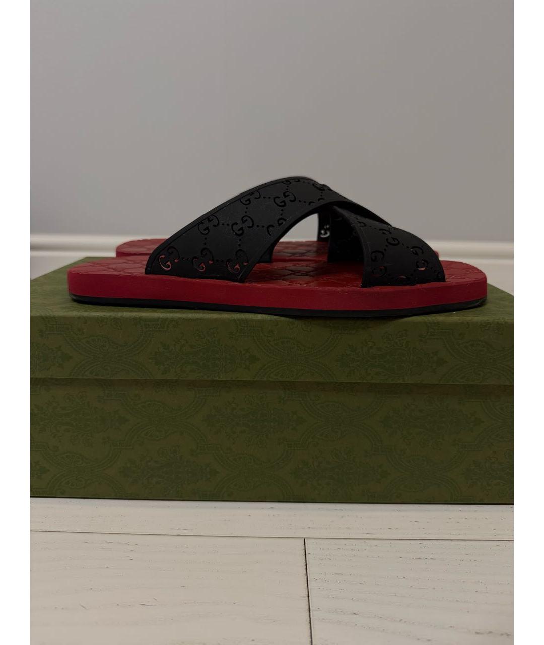 GUCCI Черные резиновые шлепанцы, фото 4