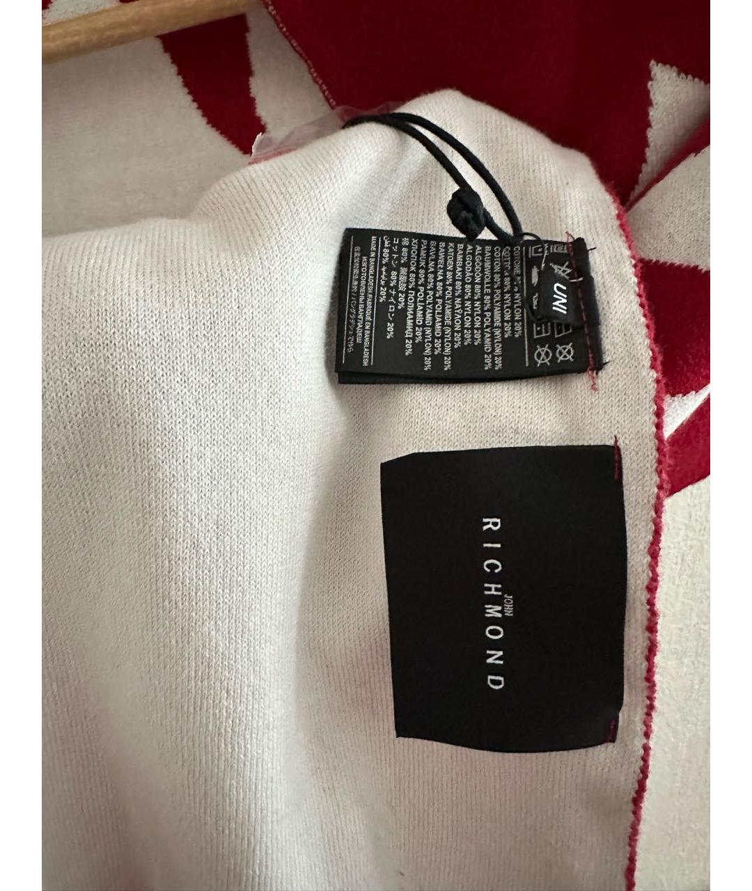 JOHN RICHMOND Красный хлопковый шарф, фото 3