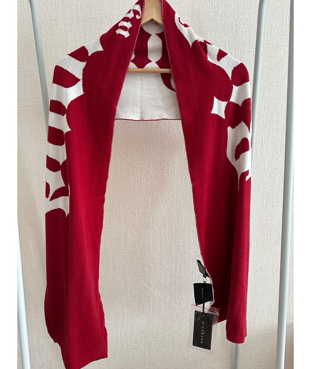 JOHN RICHMOND Красный хлопковый шарф, фото 8