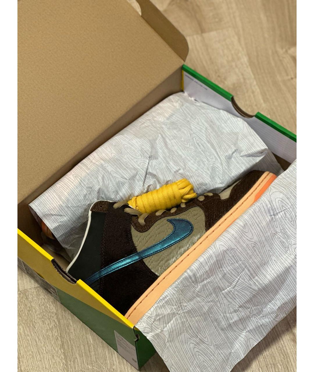 NIKE Коричневые замшевые высокие кроссовки / кеды, фото 5