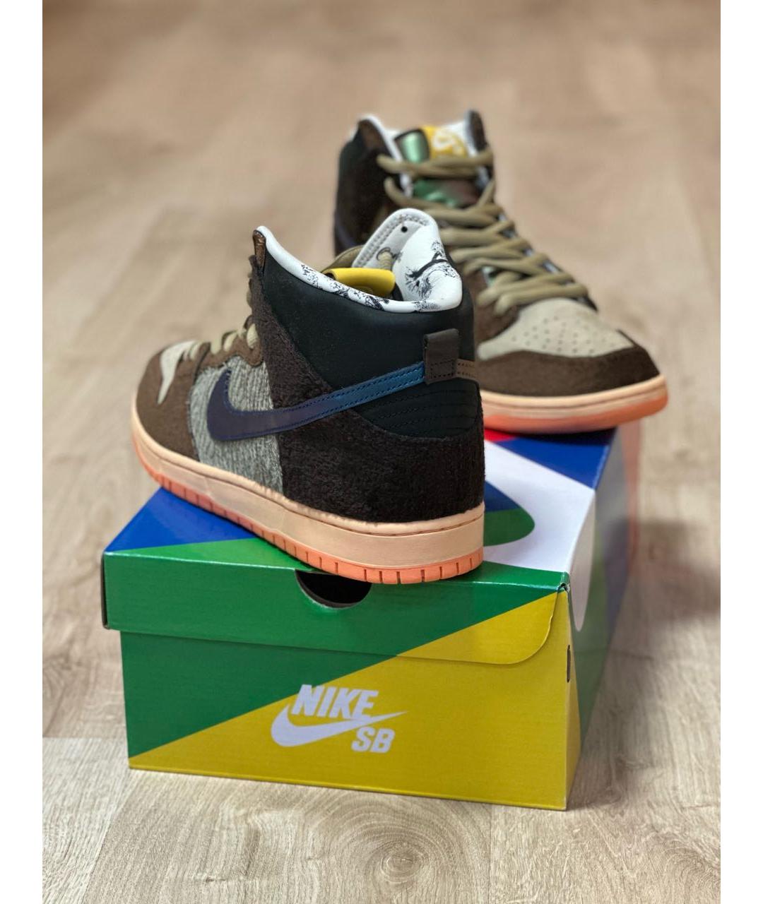 NIKE Коричневые замшевые высокие кроссовки / кеды, фото 4