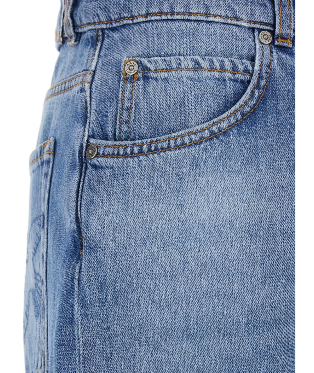 PINKO Синие хлопковые прямые джинсы, фото 3