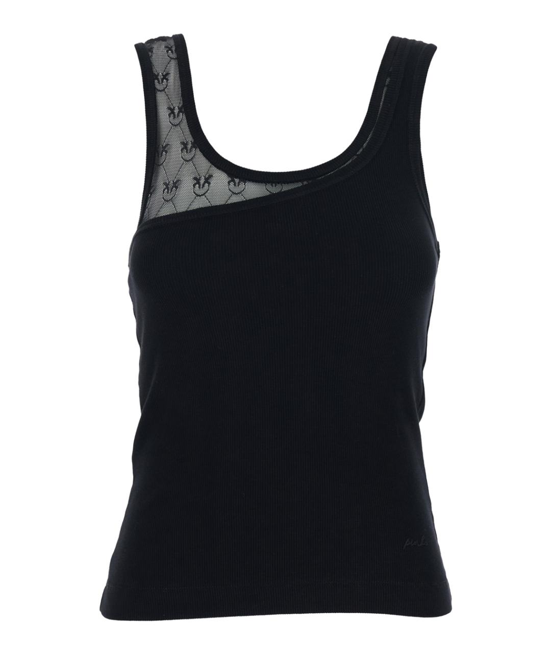 PINKO Черная хлопковая майка, фото 1