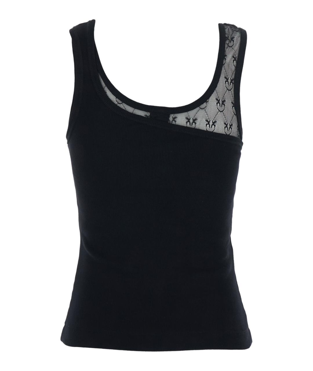 PINKO Черная хлопковая майка, фото 2