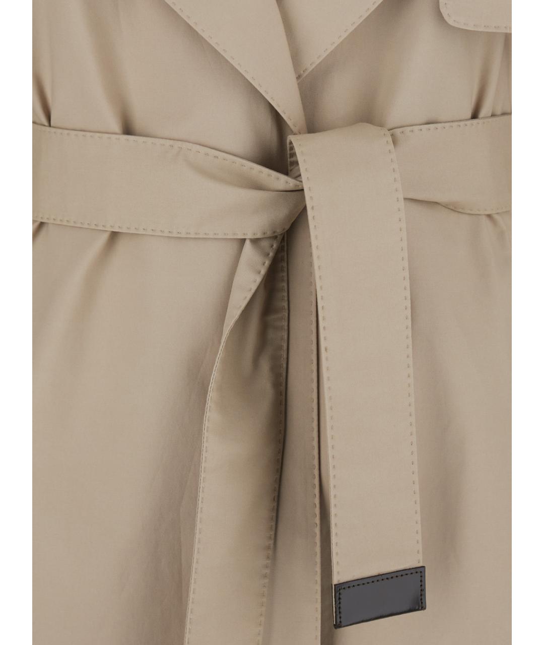 MAX MARA Бежевый хлопковый тренч/плащ, фото 3