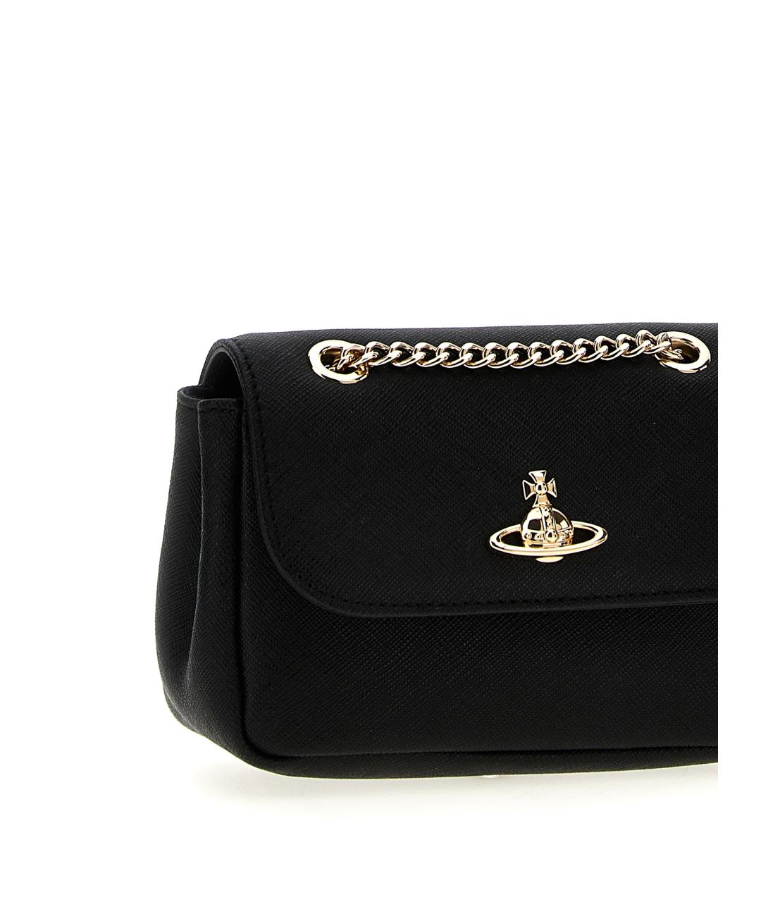 VIVIENNE WESTWOOD Черная кожаная сумка через плечо, фото 3