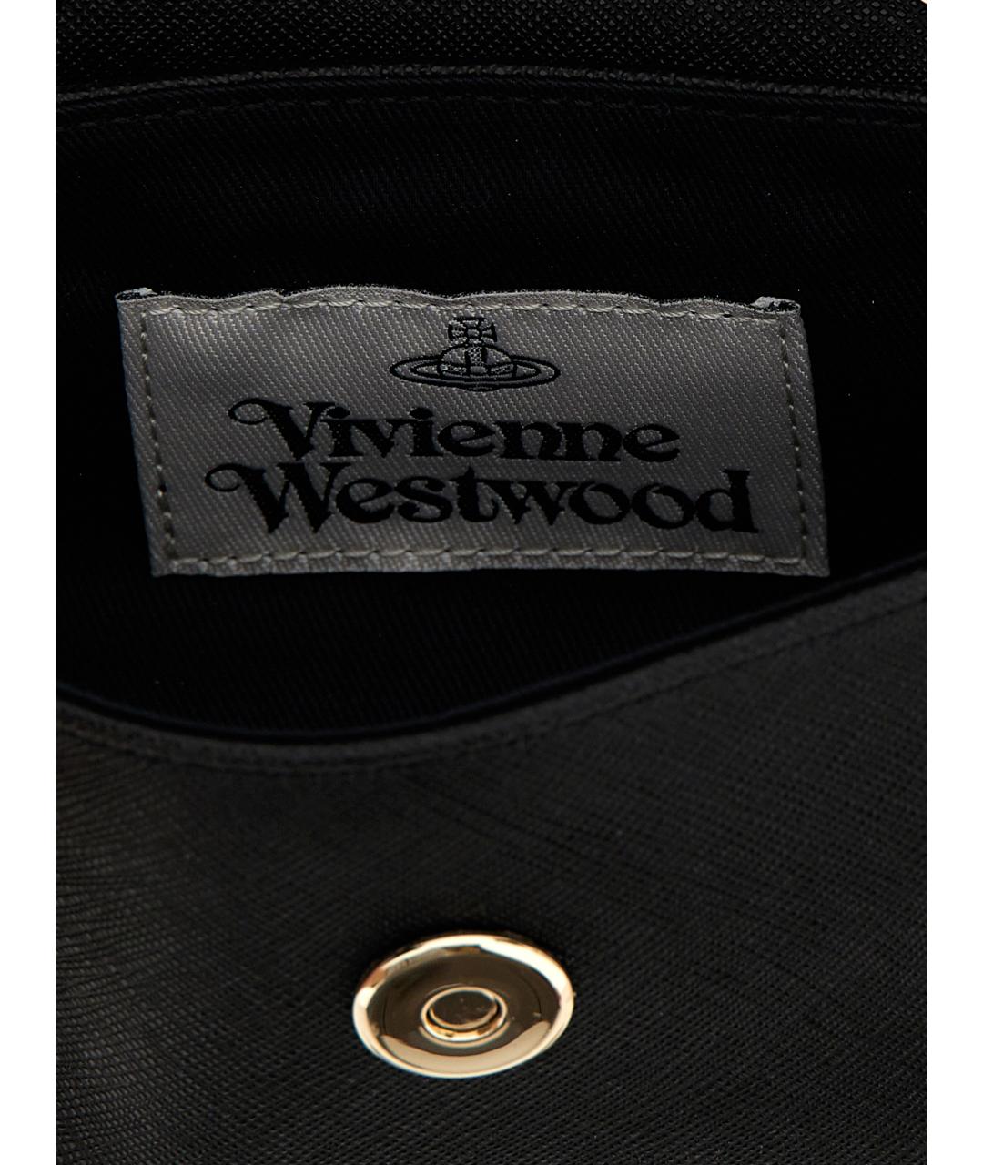 VIVIENNE WESTWOOD Черная кожаная сумка через плечо, фото 4
