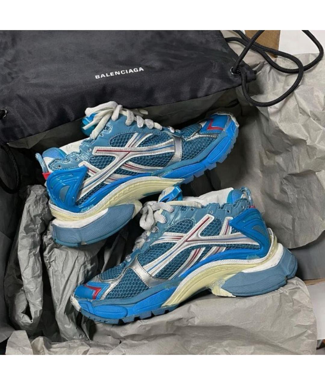 BALENCIAGA Синие текстильные высокие кроссовки / кеды, фото 6