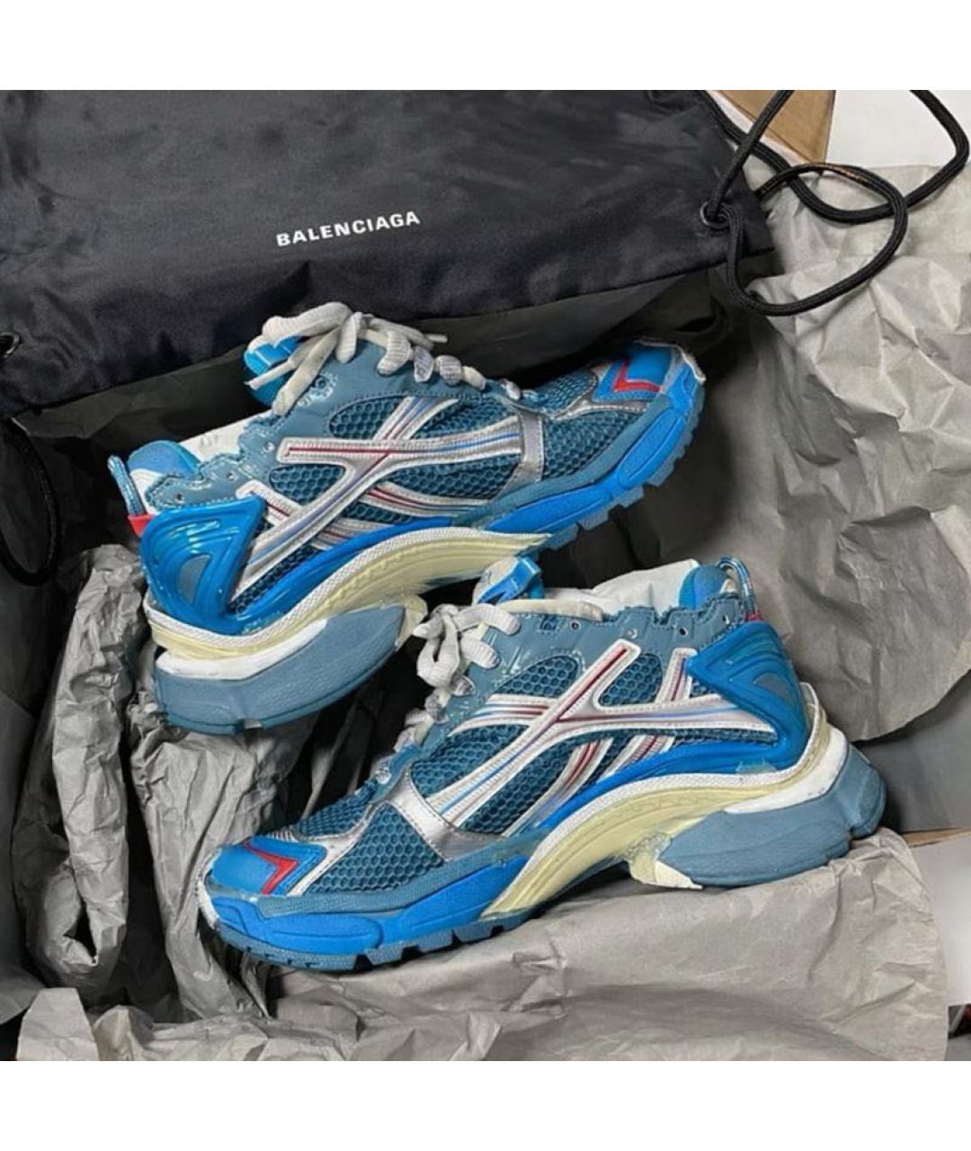 BALENCIAGA Синие текстильные высокие кроссовки / кеды, фото 5