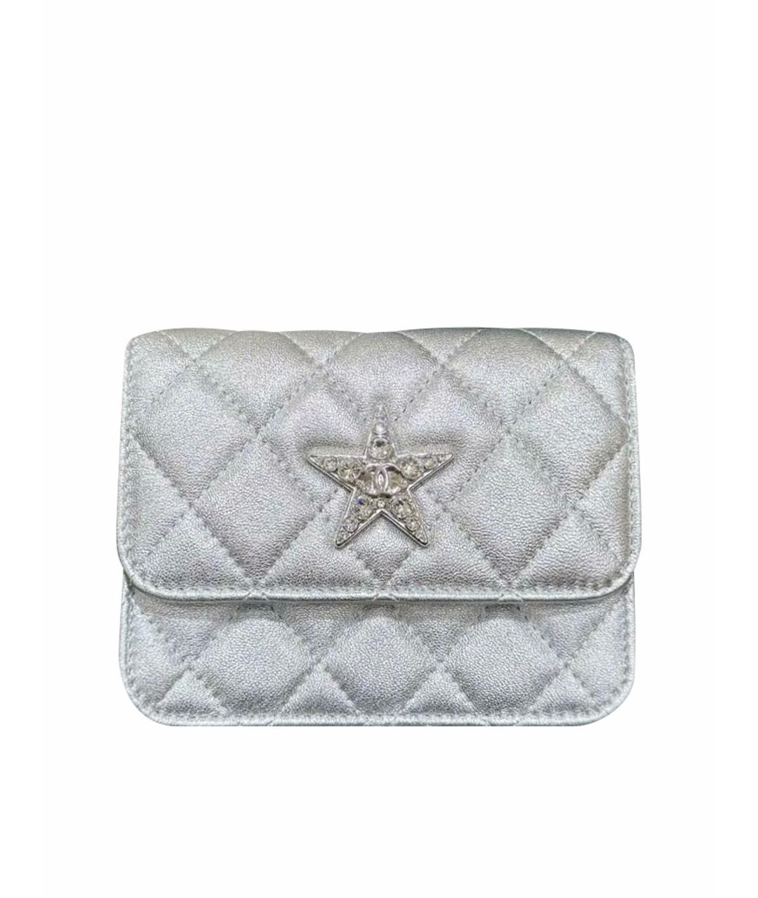 CHANEL Серебряная кожаная сумка через плечо, фото 1
