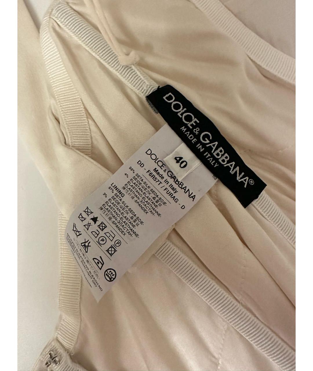 DOLCE&GABBANA Белое шелковое коктейльное платье, фото 3