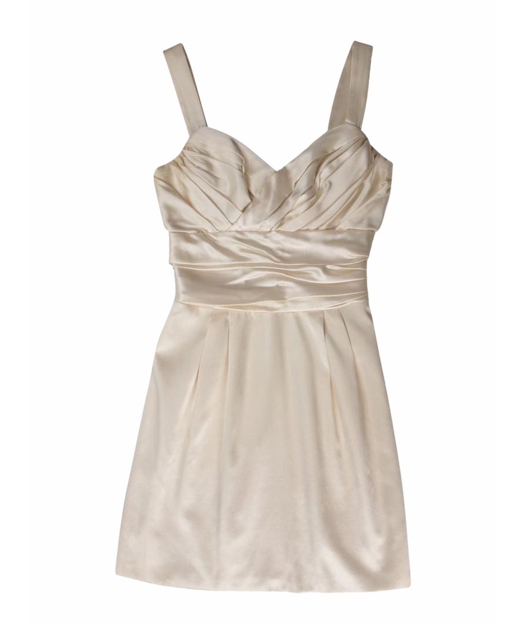 DOLCE&GABBANA Белое шелковое коктейльное платье, фото 1
