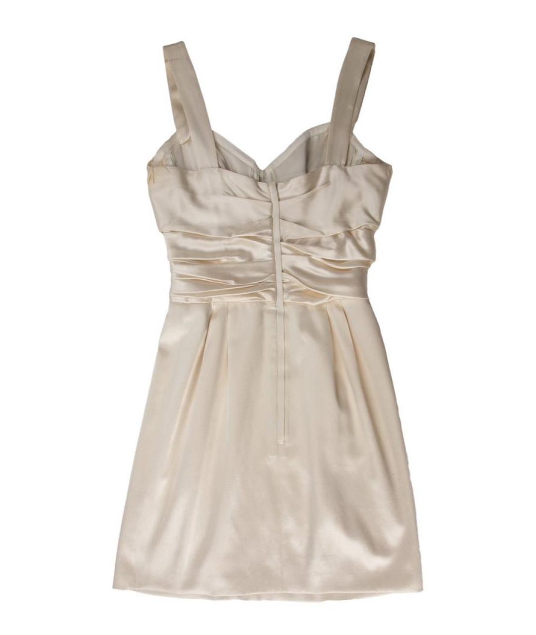 DOLCE&GABBANA Белое шелковое коктейльное платье, фото 2