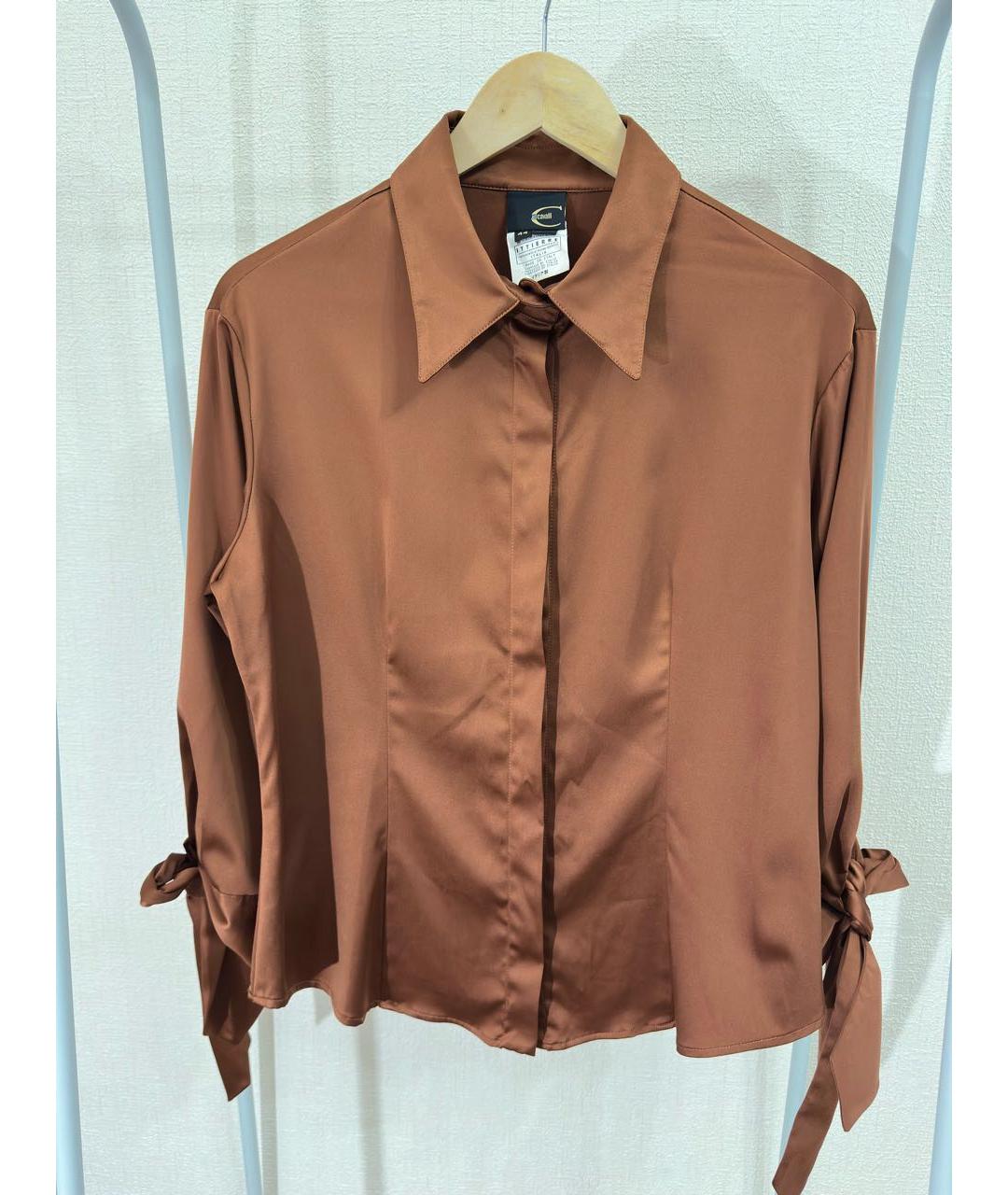 ROBERTO CAVALLI Коричневая полиэстеровая блузы, фото 9
