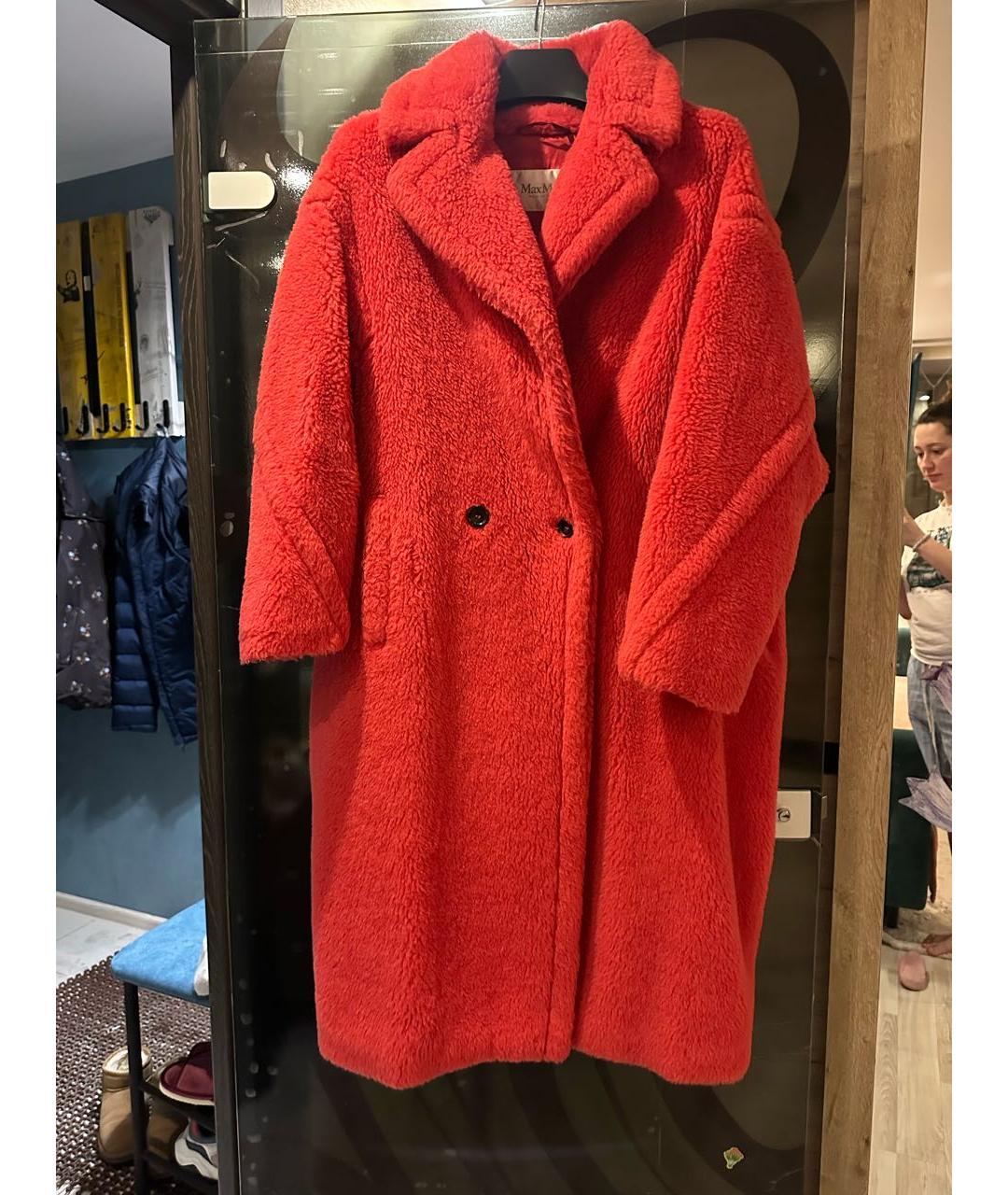 MAX MARA Коралловая шерстяная шуба, фото 9