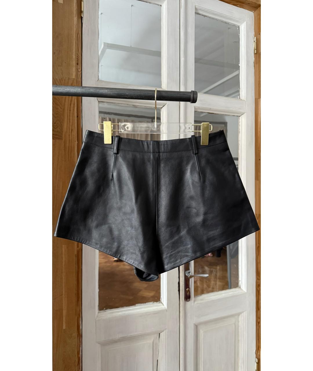 SAINT LAURENT Черные кожаные шорты, фото 2
