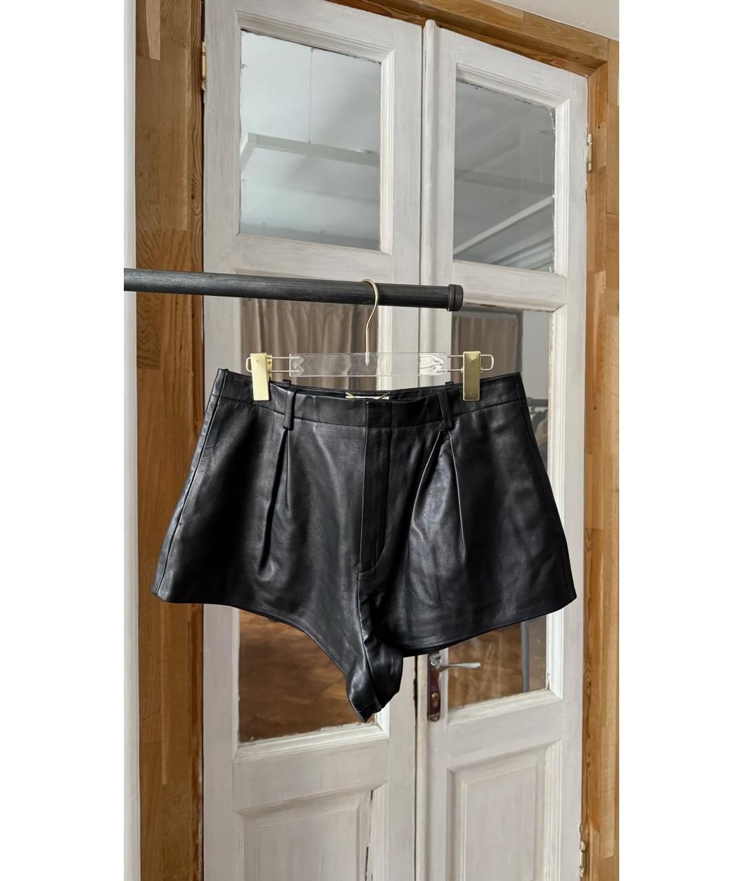 SAINT LAURENT Черные кожаные шорты, фото 6