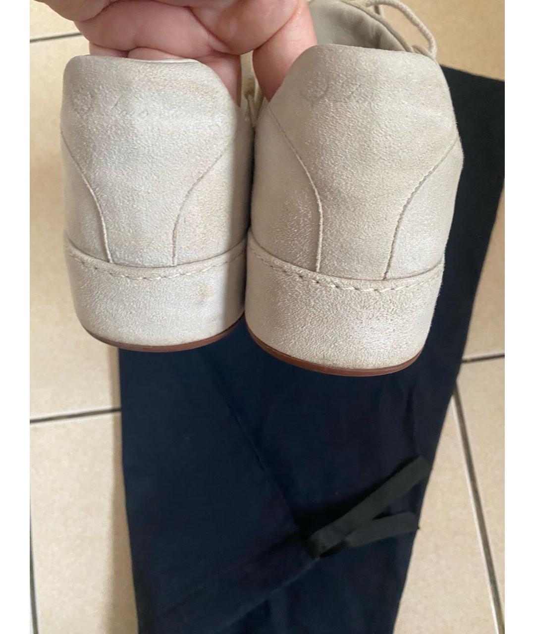 LORO PIANA Бежевые замшевые кеды, фото 6