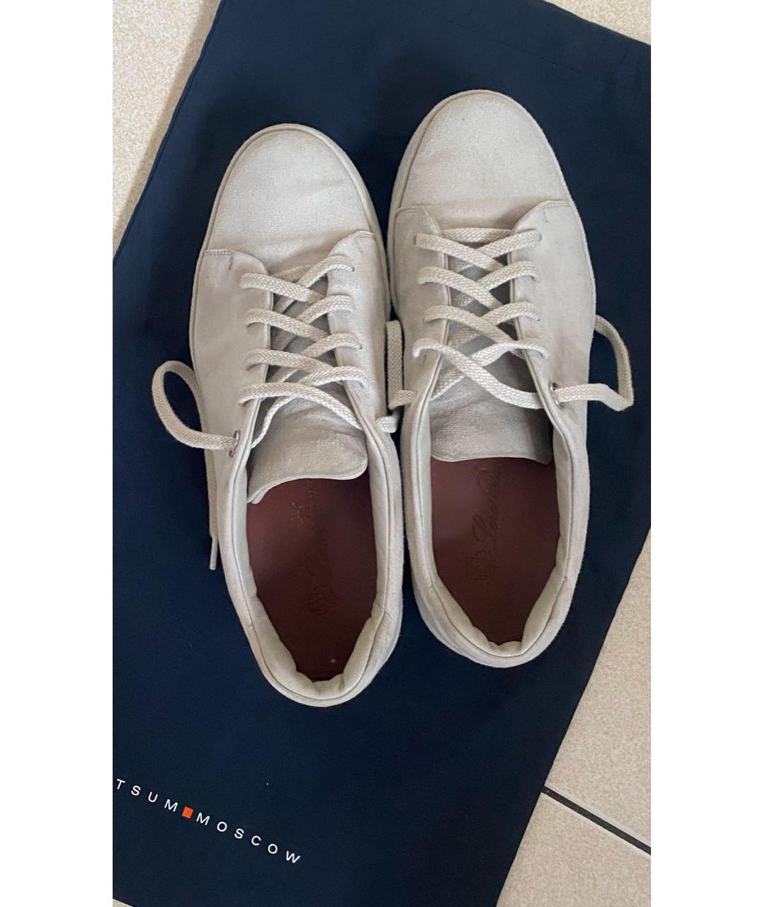 LORO PIANA Бежевые замшевые кеды, фото 8