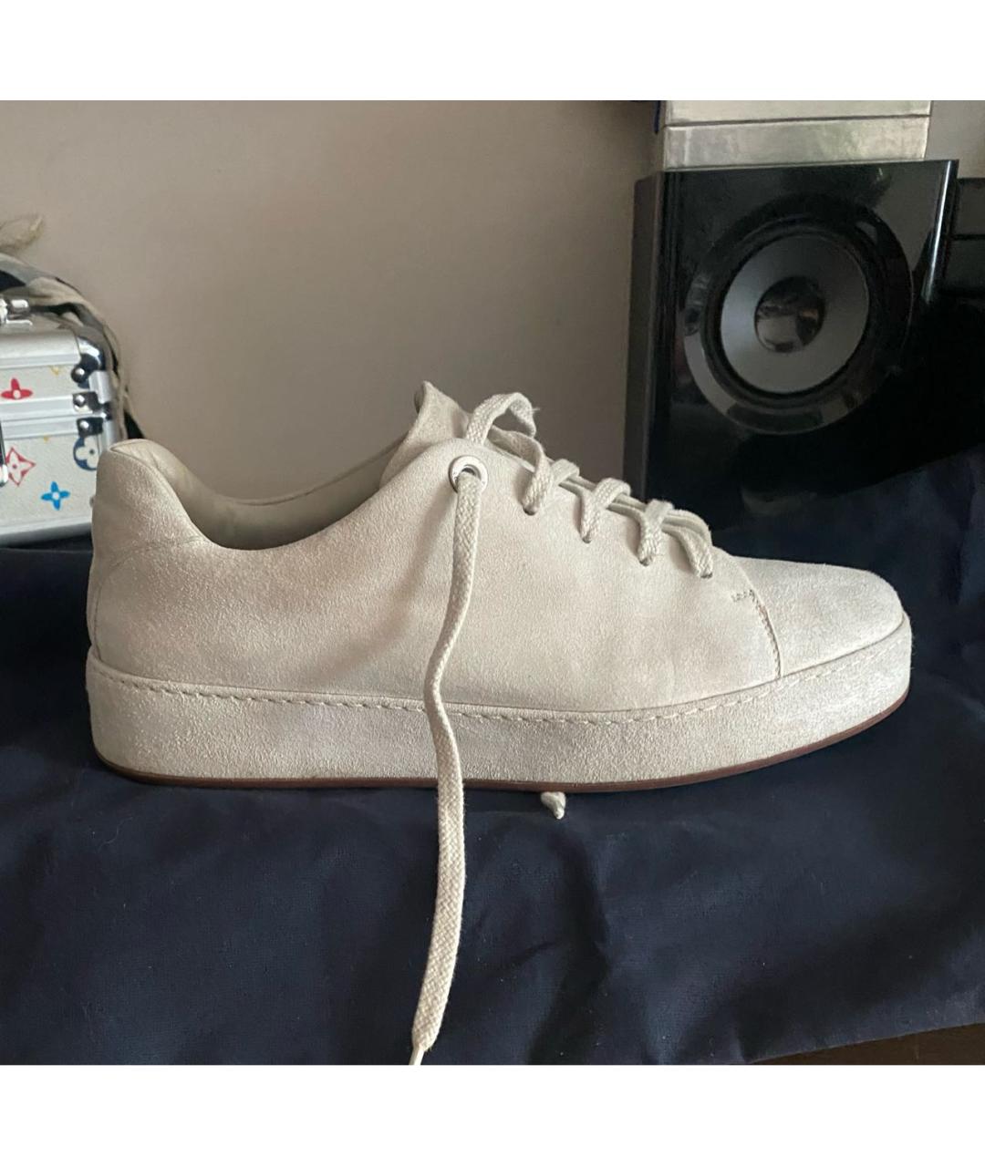 LORO PIANA Бежевые замшевые кеды, фото 9