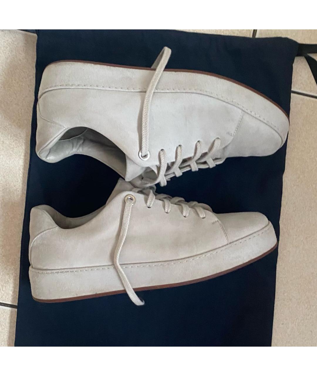 LORO PIANA Бежевые замшевые кеды, фото 2