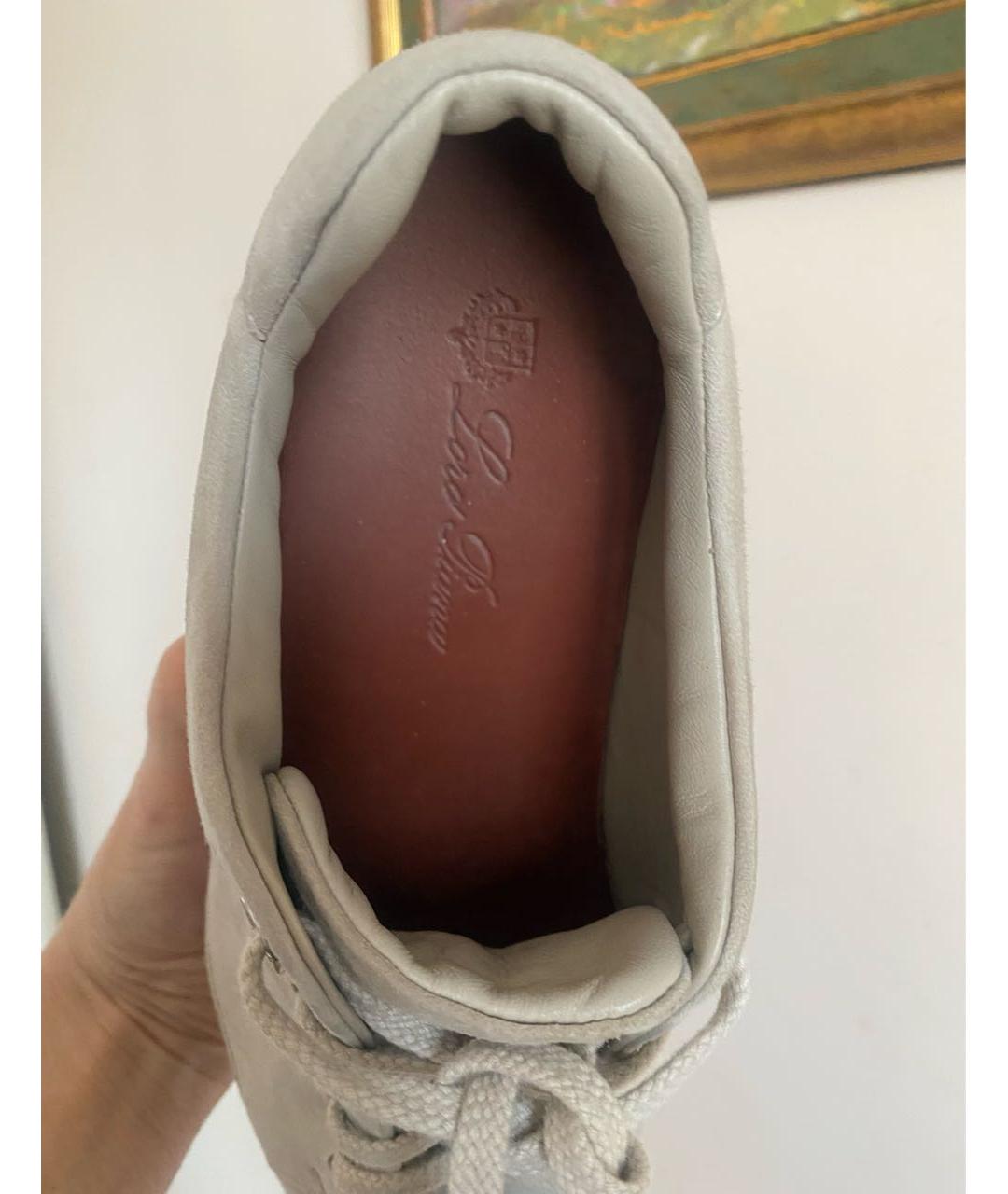 LORO PIANA Бежевые замшевые кеды, фото 5