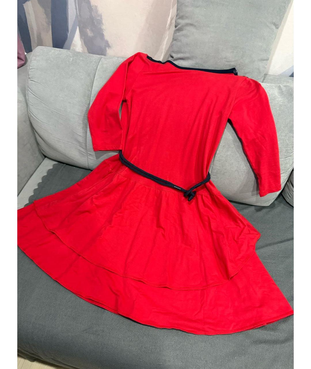 RALPH LAUREN Красное хлопковое коктейльное платье, фото 4