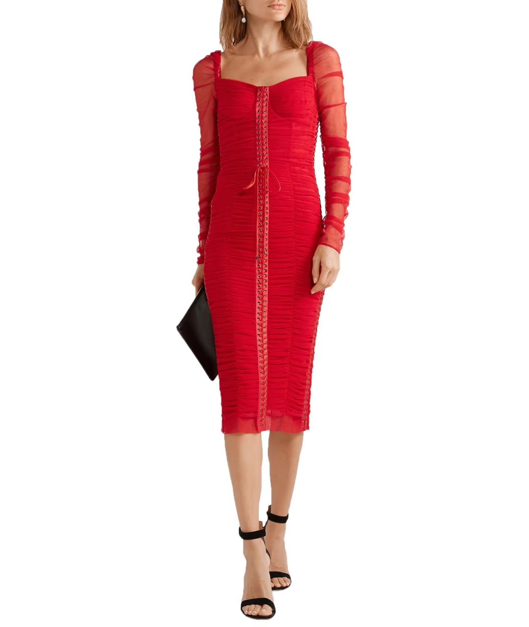 DOLCE&GABBANA Красное хлопко-эластановое коктейльное платье, фото 2