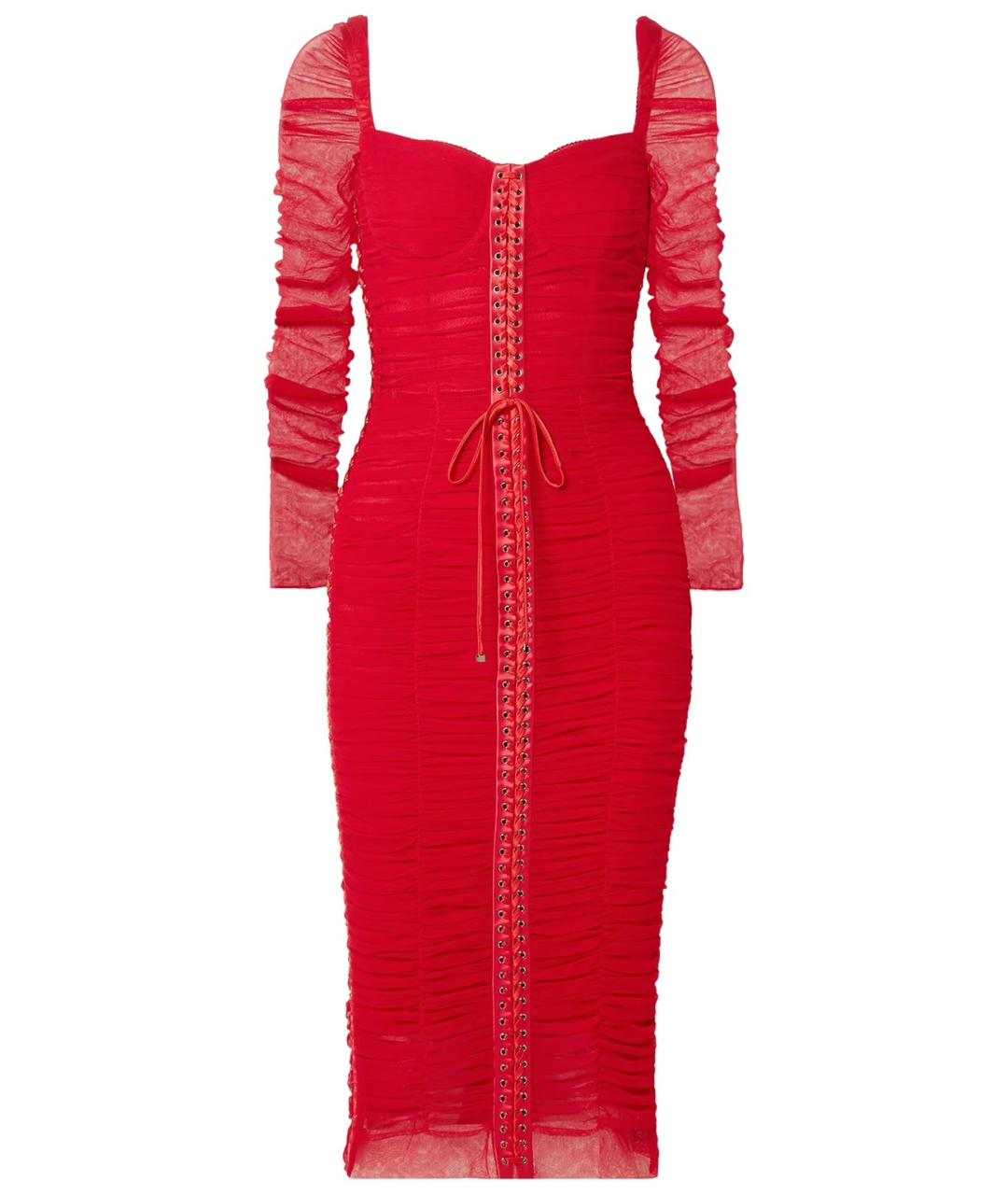 DOLCE&GABBANA Красное хлопко-эластановое коктейльное платье, фото 5