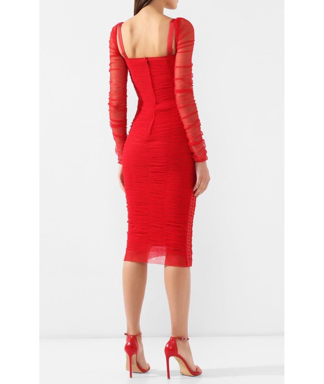 DOLCE&GABBANA Красное хлопко-эластановое коктейльное платье, фото 4