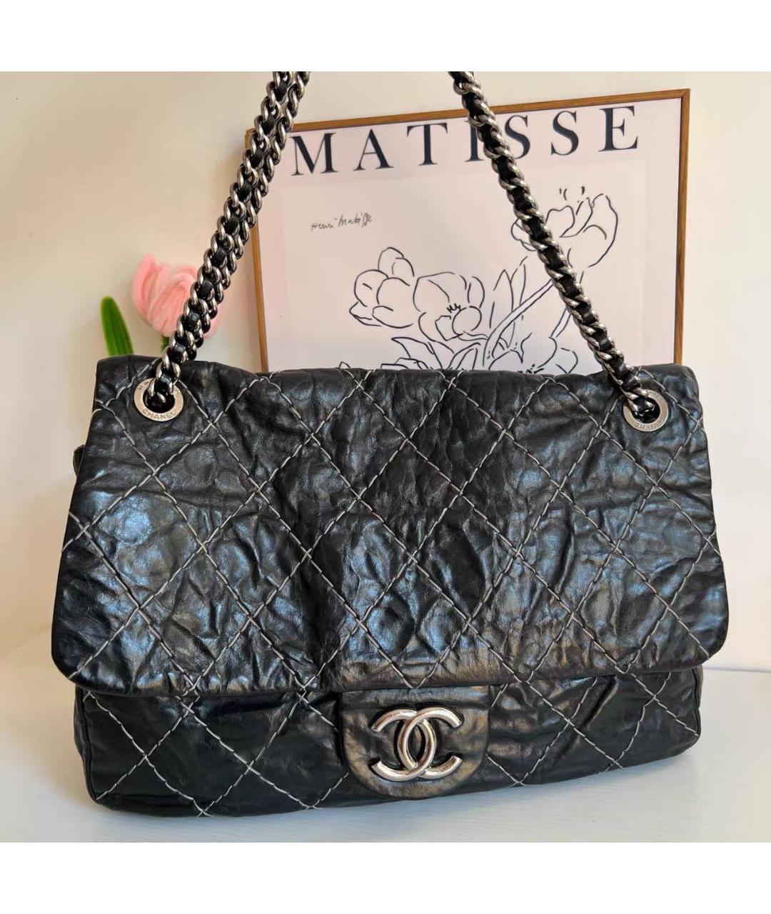 CHANEL Черная кожаная сумка через плечо, фото 2