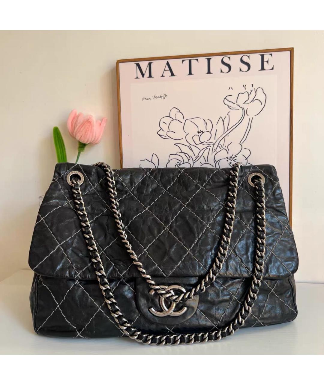 CHANEL Черная кожаная сумка через плечо, фото 9