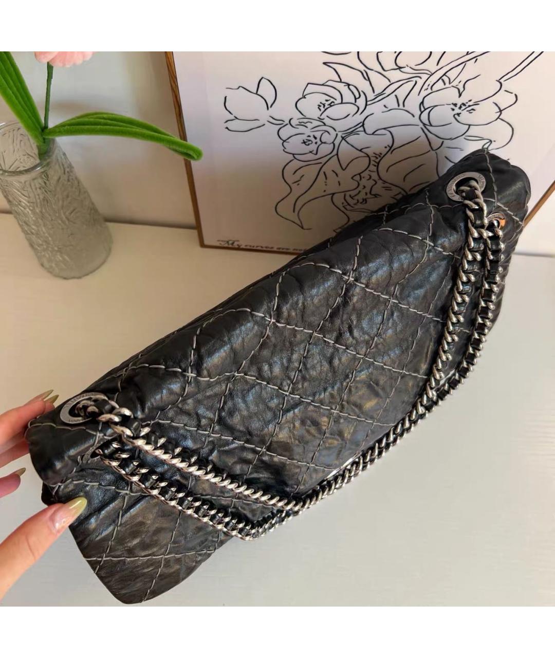 CHANEL Черная кожаная сумка через плечо, фото 6