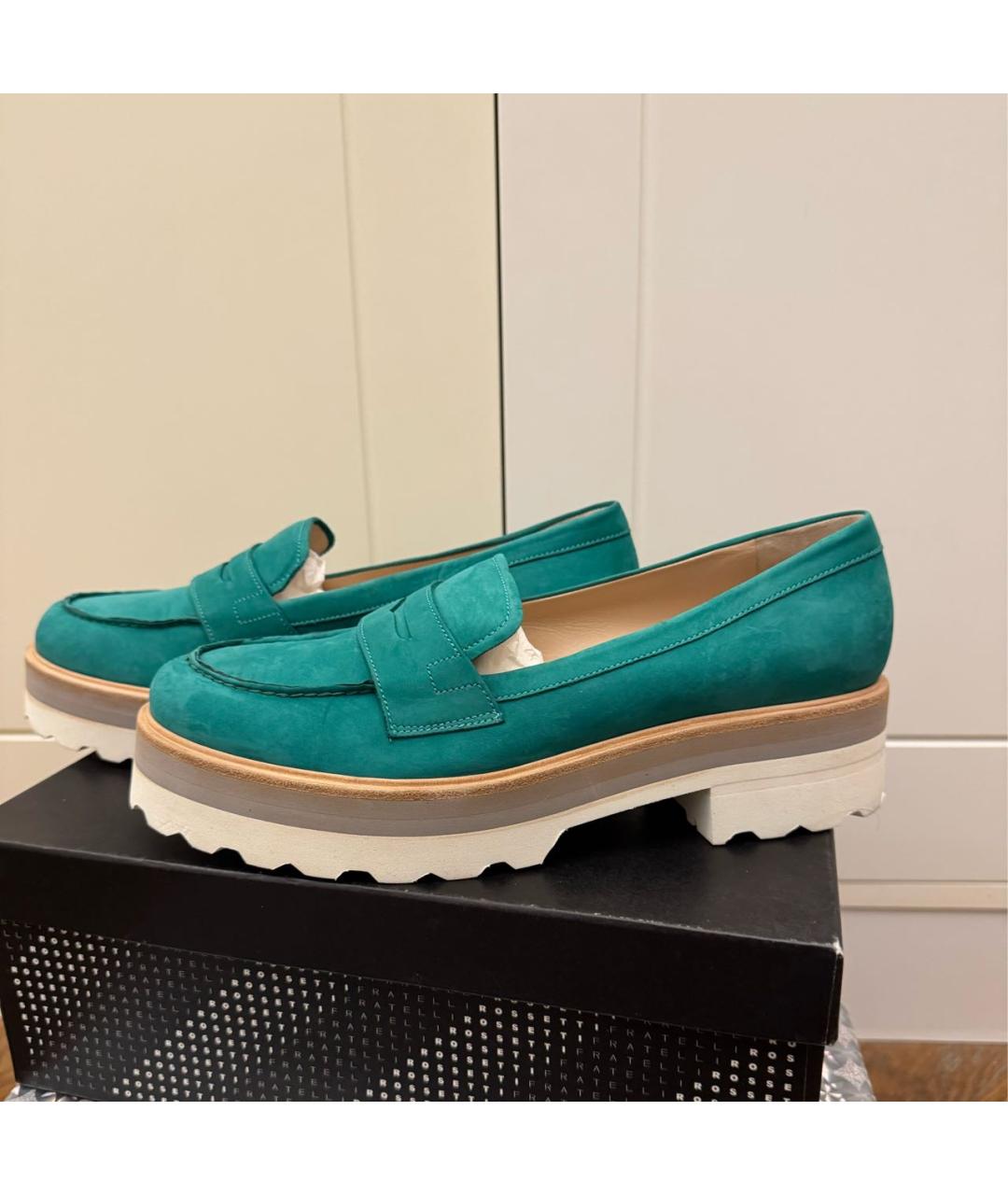 FRATELLI ROSSETTI Бирюзовые кожаные туфли, фото 7