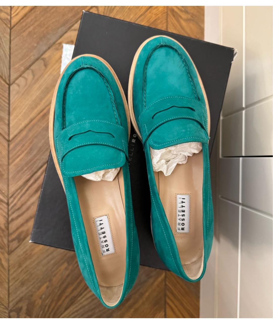 FRATELLI ROSSETTI Бирюзовые кожаные туфли, фото 3