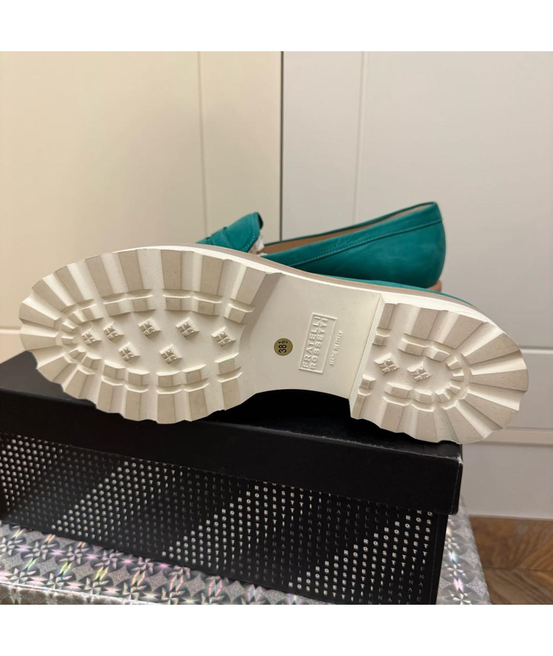 FRATELLI ROSSETTI Бирюзовые кожаные туфли, фото 4