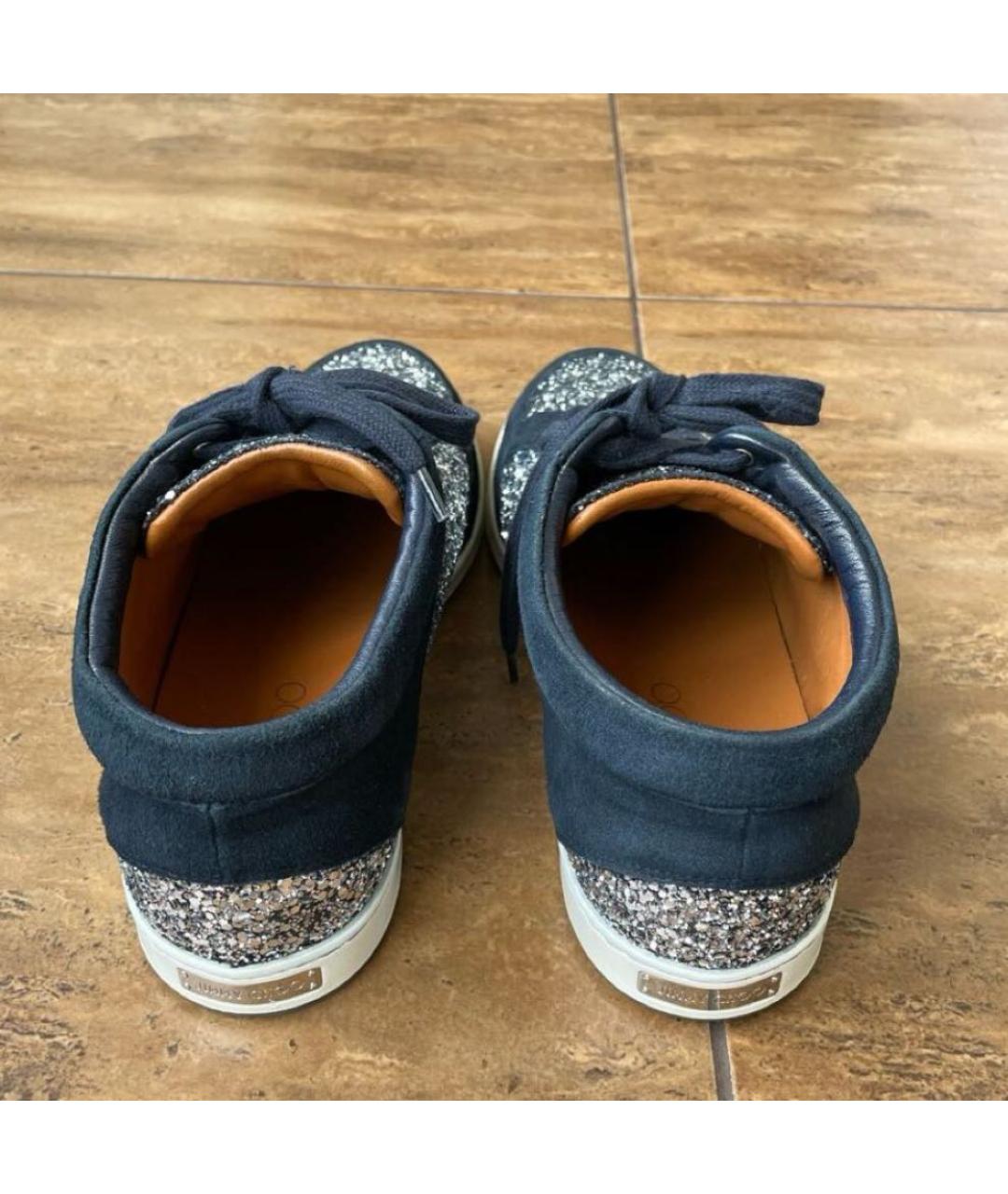 JIMMY CHOO Темно-синие замшевые кеды, фото 4