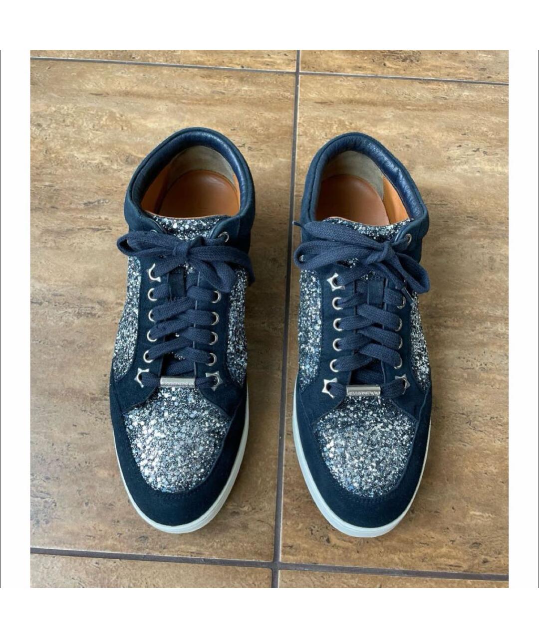 JIMMY CHOO Темно-синие замшевые кеды, фото 3